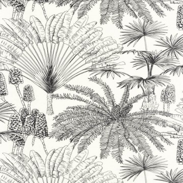 Pálmalevél mintás tapéta fehér alapon fekete színben 104330956 (Moonlight 2)