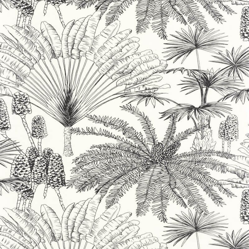 Pálmalevél mintás tapéta fehér alapon fekete színben 104330956 (Moonlight 2)