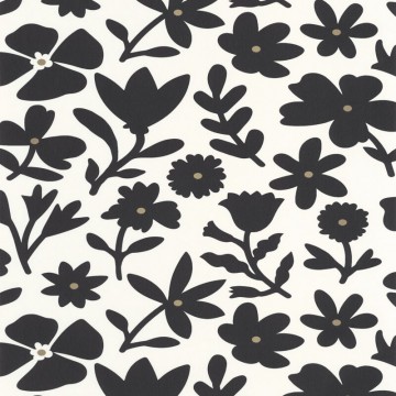 Fehér alapon fekete virágos tapéta 104340914 (Moonlight 2)