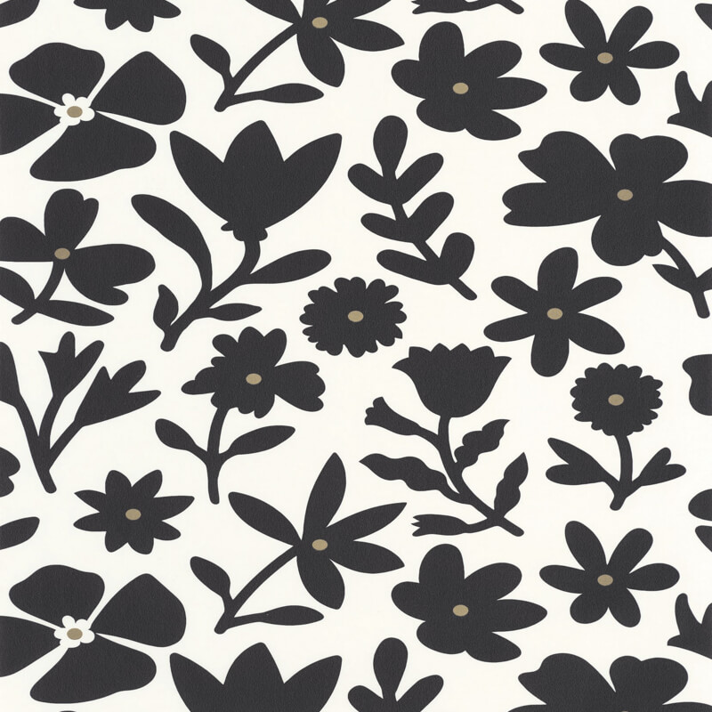 Fehér alapon fekete virágos tapéta 104340914 (Moonlight 2)