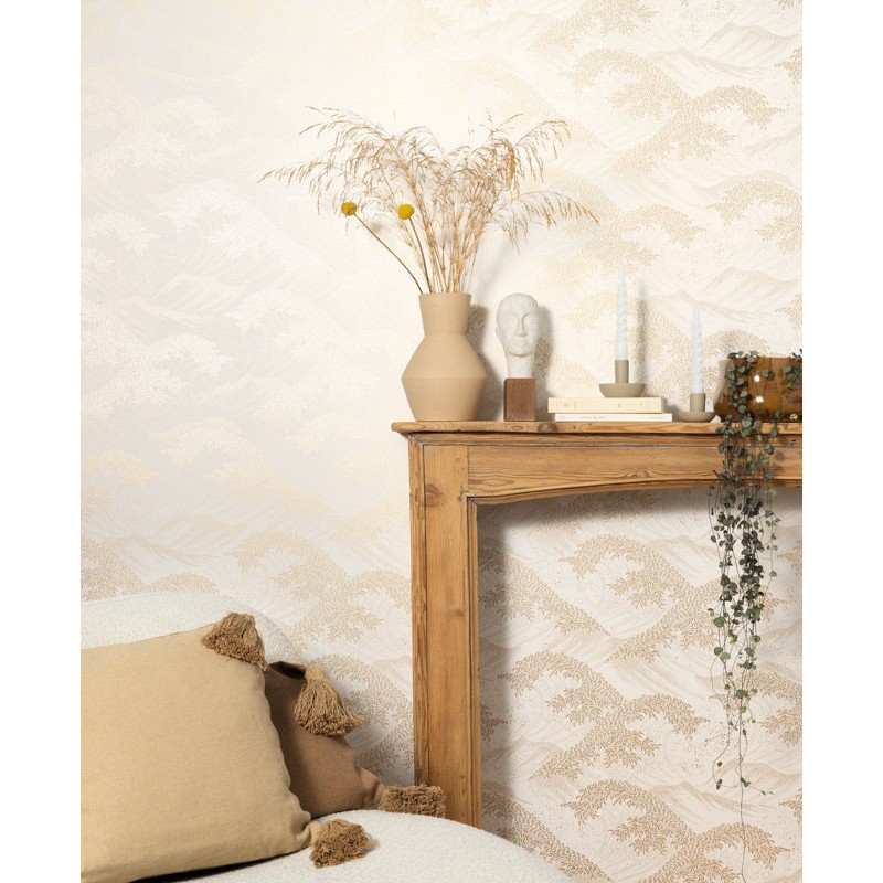 Design tapéta hullám mintával fehér alapon fekete  104360945 (Moonlight 2)