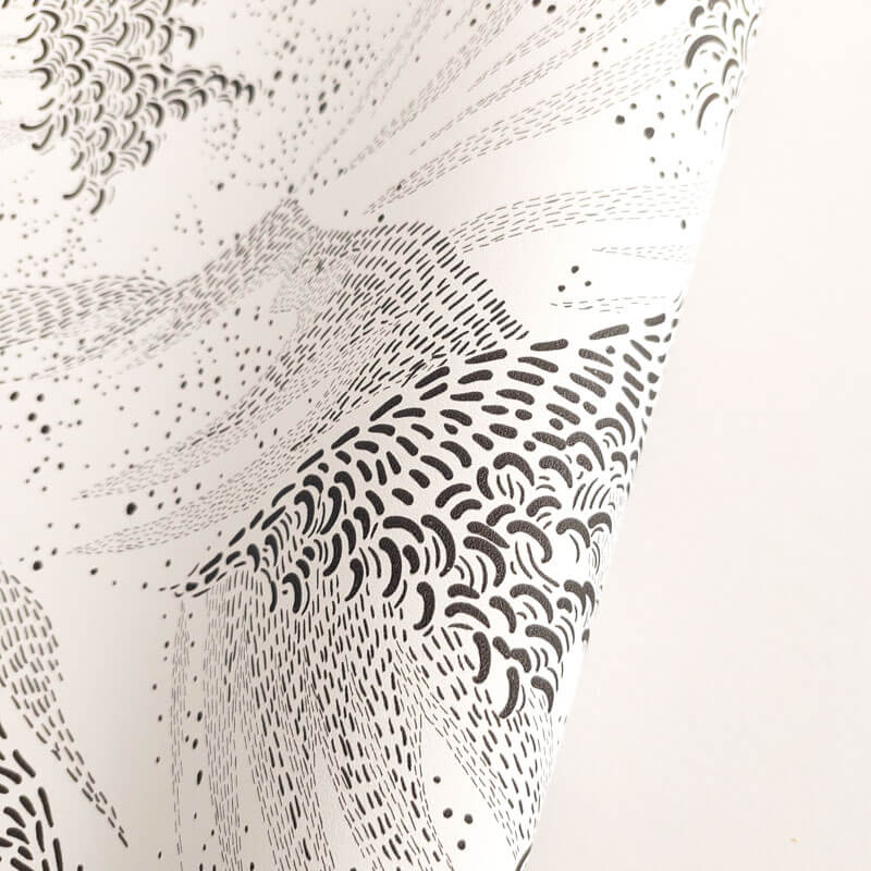 Design tapéta hullám mintával fehér alapon fekete  104360945 (Moonlight 2)