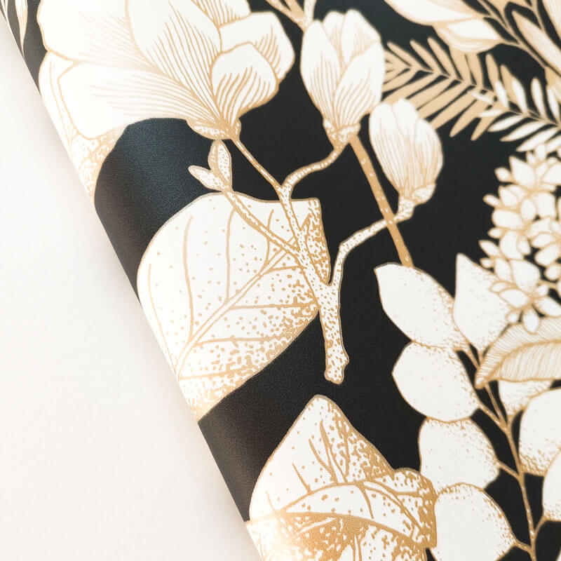 Fekete alapon fehér arany virágos tapéta 104389023 (Moonlight 2)