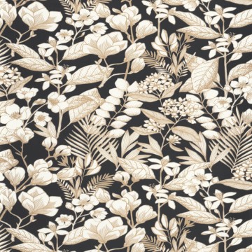 Fekete alapon fehér arany virágos tapéta 104389023 (Moonlight 2)