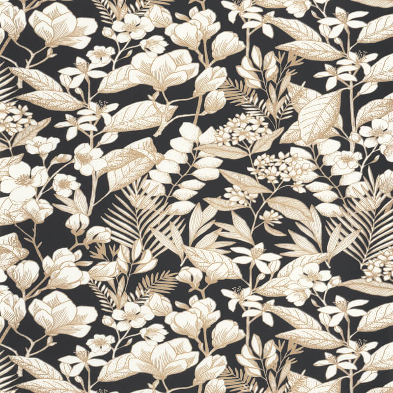 Fekete alapon fehér arany virágos tapéta 104389023 (Moonlight 2)