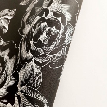 Fekete alapon fehér virágos tapéta 69849122 (Moonlight 2)