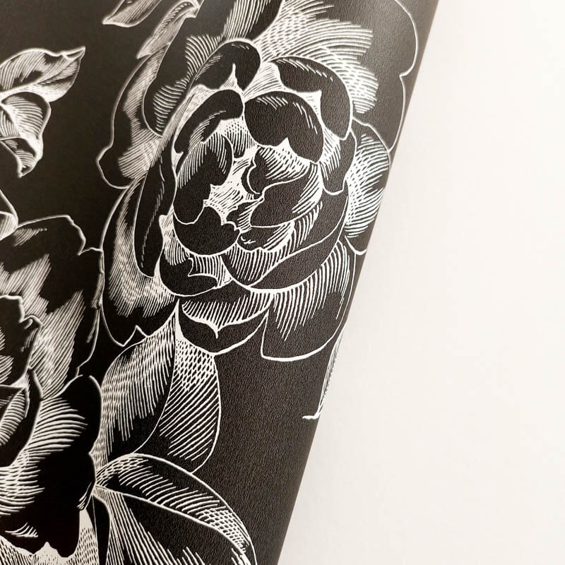 Fekete alapon fehér virágos tapéta 69849122 (Moonlight 2)