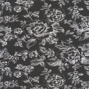 Fekete alapon fehér virágos tapéta 69849122 (Moonlight 2)