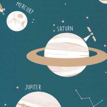 Kékeszöld tapéta bolygókkal 101906011 (Planet)