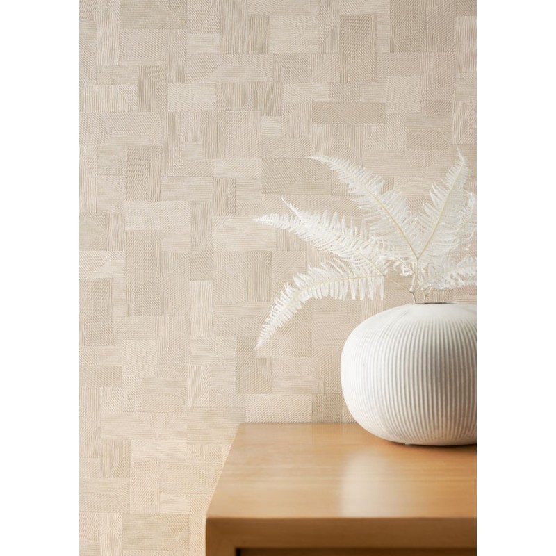 Fahatású tapéta téglalap mintával, fakó világosbarna 86071409 (Woods)