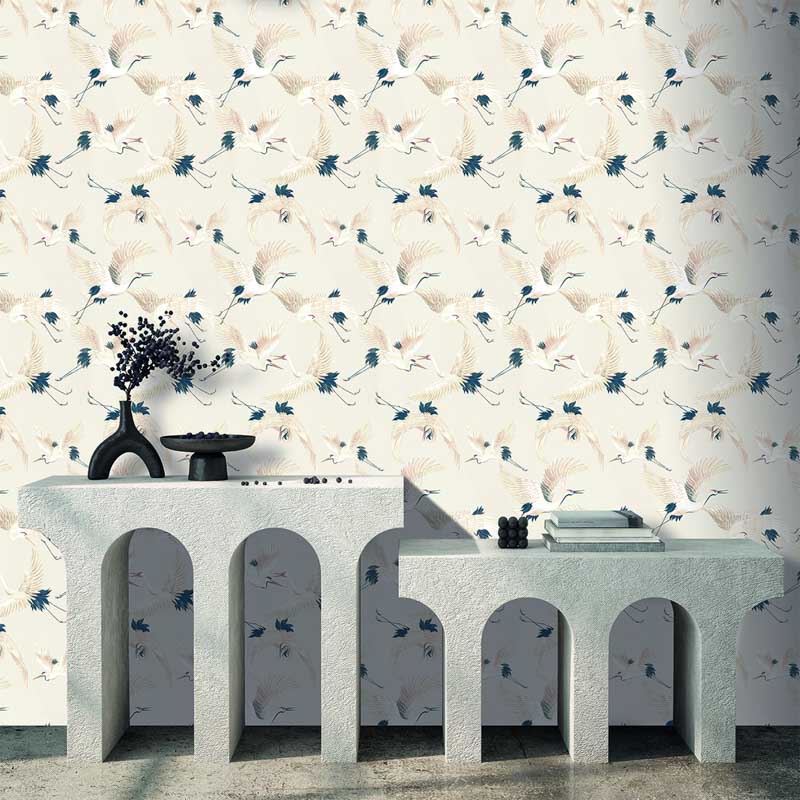Madármintás tapéta krém bézs DW2018 (Designer Walls) 