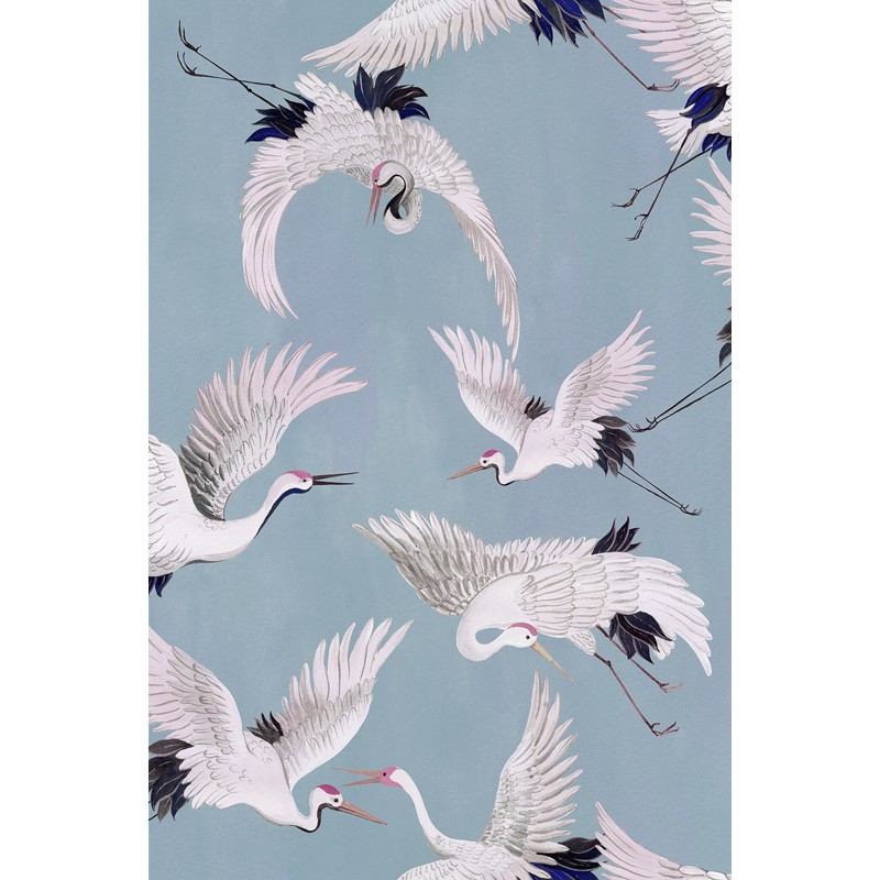 Madármintás tapéta kék alapon törtfehér DW2019 (Designer Walls) 