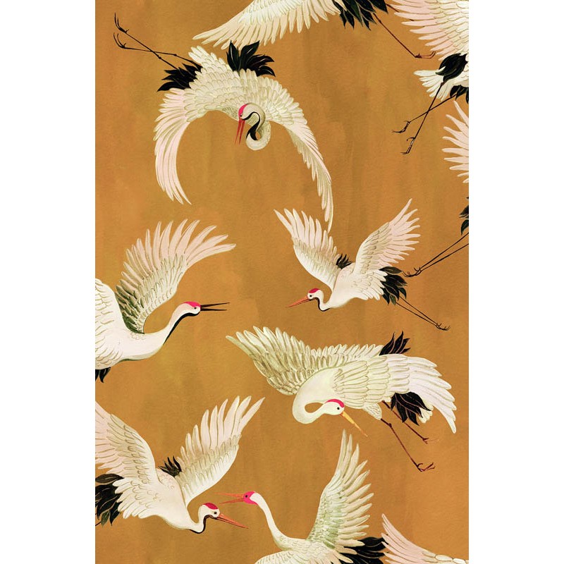 Madármintás tapéta sárga alapon krém DW2020 (Designer Walls) 