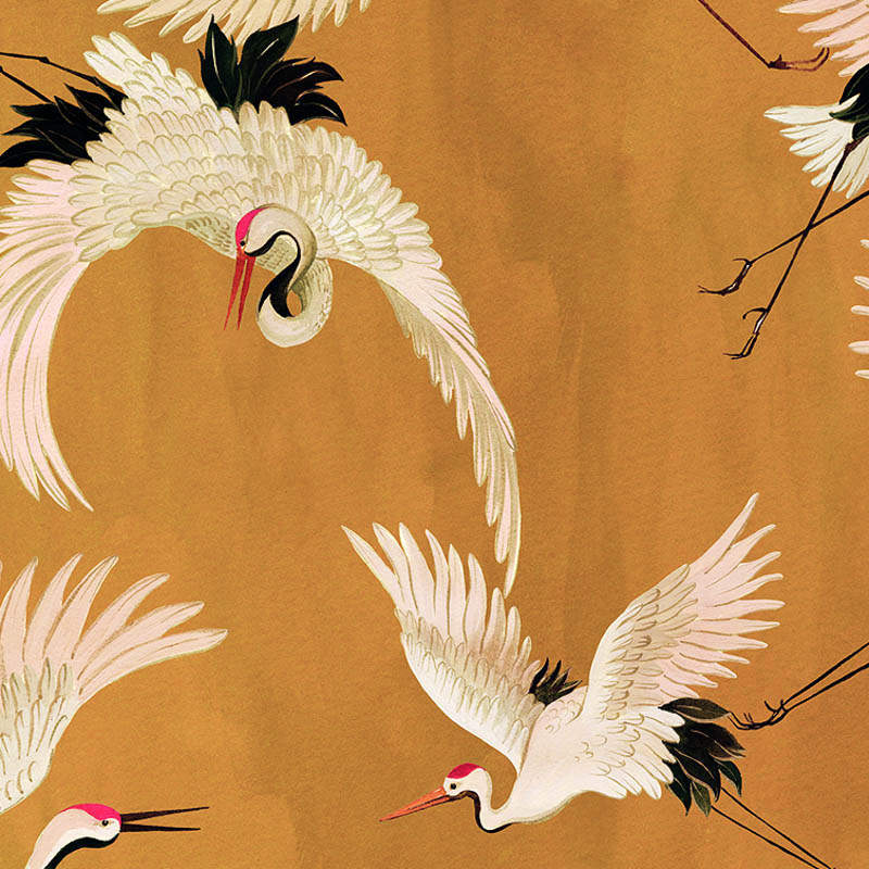 Madármintás tapéta sárga alapon krém DW2020 (Designer Walls) 