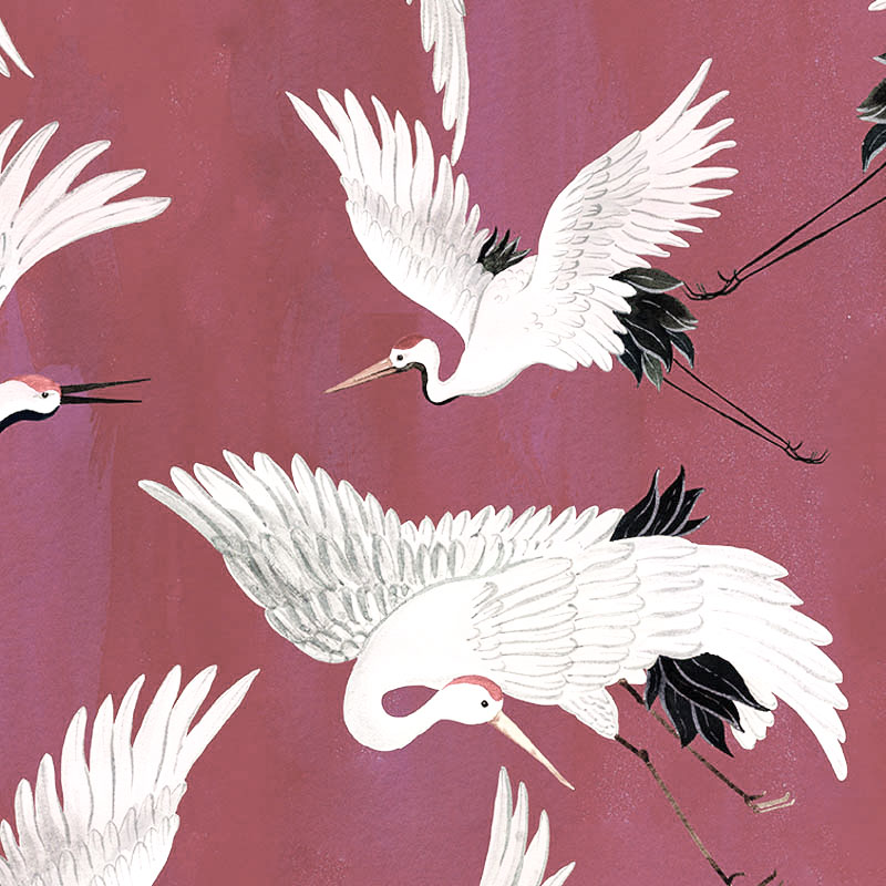 Madármintás tapéta magenta alapon törtfehér DW2021 (Designer Walls) 