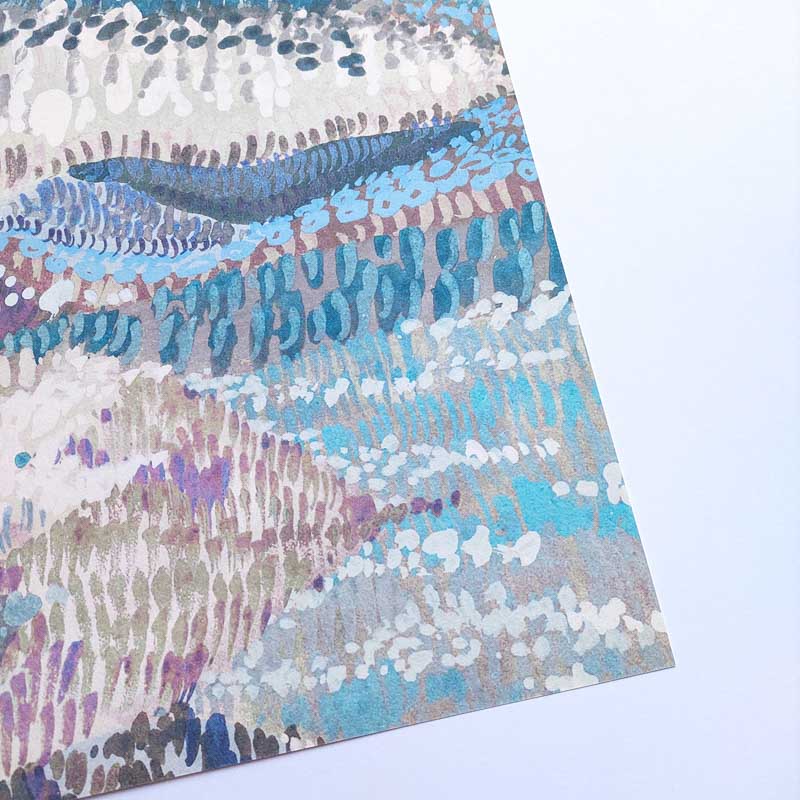 Kék dombokat ábrázoló fali poszter festett hatású mintával (212 X 300 cm) DW2024