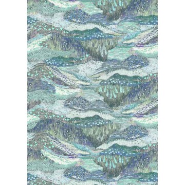 Kék dombokat ábrázoló fali poszter festett hatású mintával (212 X 300 cm) DW2024