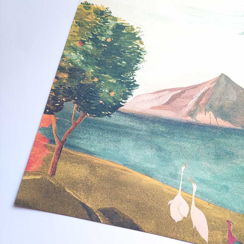 Mediterrán festmény hatású fali poszter zöld piros lila (300 X 318 cm) DW2037