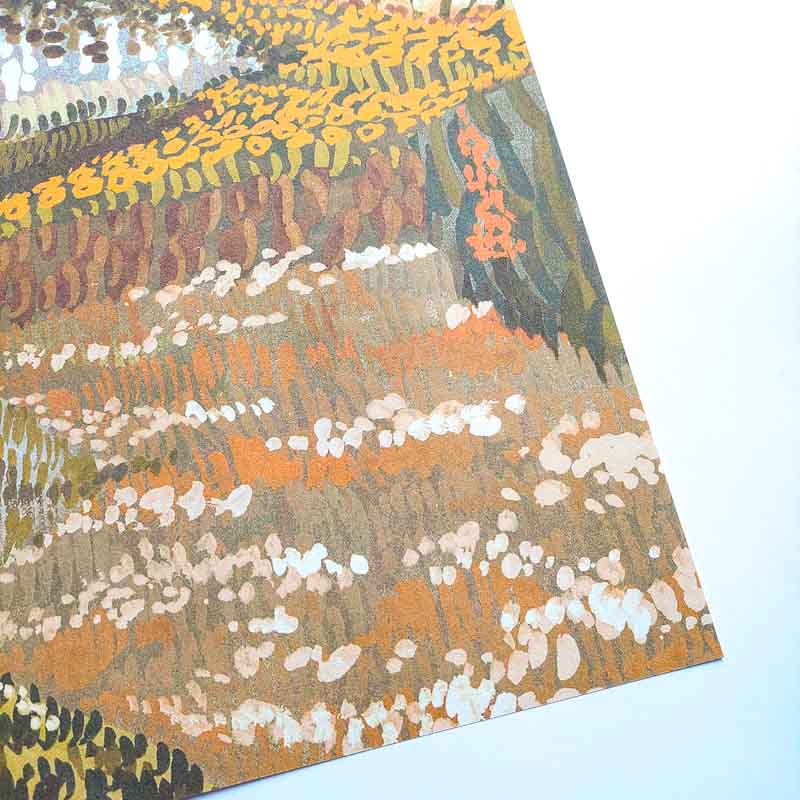 Barna dombokat ábrázoló fali poszter festett hatású mintával (212 X 300 cm) DW2025