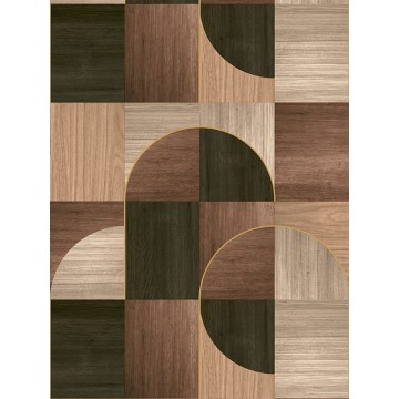 Barna geometriai mintás fali poszter körcikkekkel (1,06 x 2,80 cm) FW4012-1