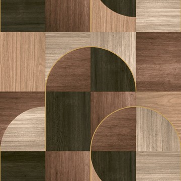 Barna geometriai mintás fali poszter körcikkekkel (1,06 x 2,80 cm) FW4012-1