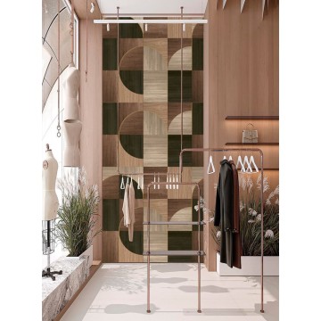 Barna geometriai mintás fali poszter körcikkekkel (1,06 x 2,80 cm) FW4012-1