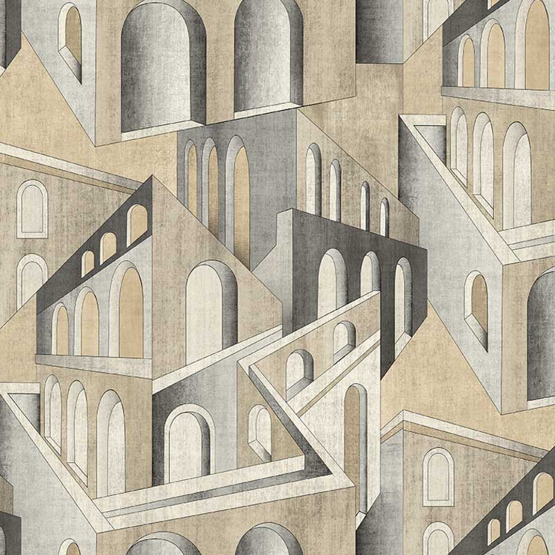 Fali poszter házakkal, szürke világosbarna (2,21 x 2,80 cm) FW4013-2