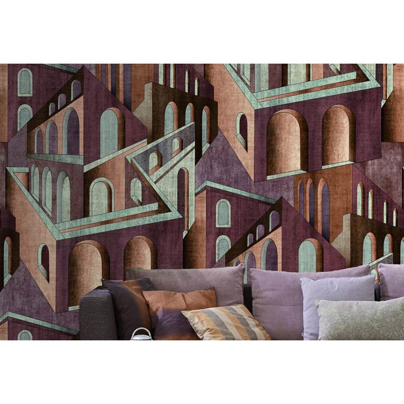 Színes épületek zöld mályva színű poszter (2,21 x 2,80 cm) FW4013-9