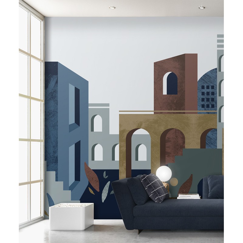 Épületek kék barna poszter (2,65 x 2,80 cm) FW4014-5