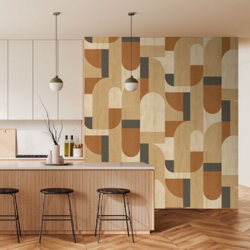 Barna retro stílusú poszter geometriai mintával (2,65 x 2,80 cm) FW4064-1