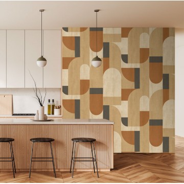 Barna retro stílusú poszter geometriai mintával (2,65 x 2,80 cm) FW4064-1