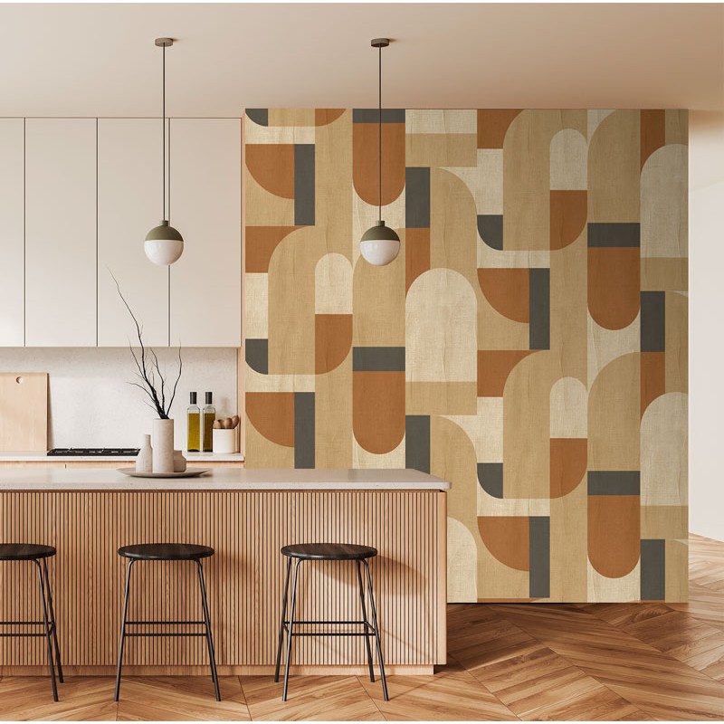 Barna retro stílusú poszter geometriai mintával (2,65 x 2,80 cm) FW4064-1