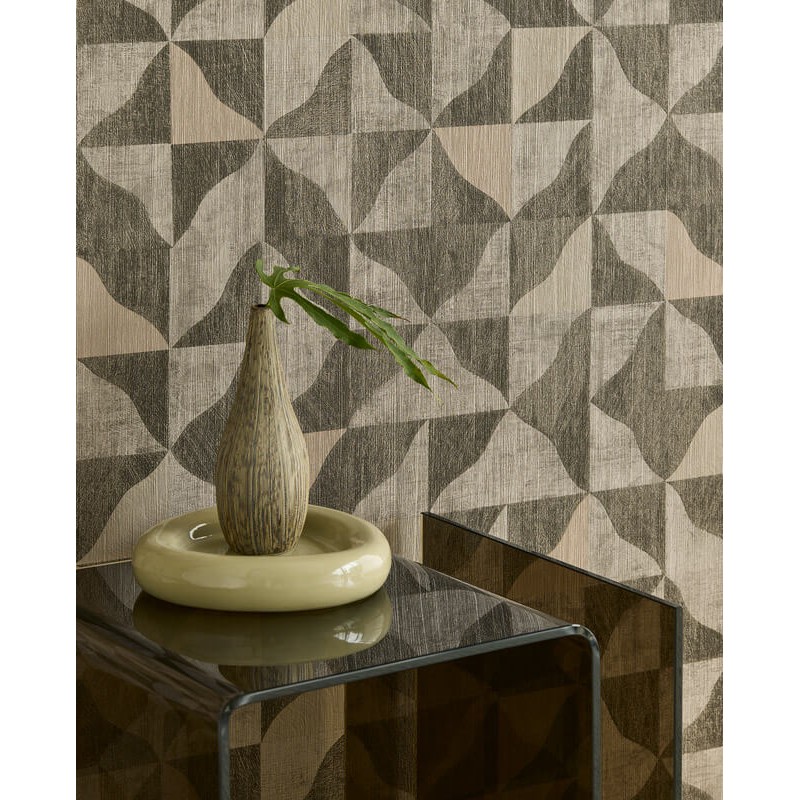 Design tapéta szabálytalan háromszög alakzatokkal barna 340324 (Sensory)