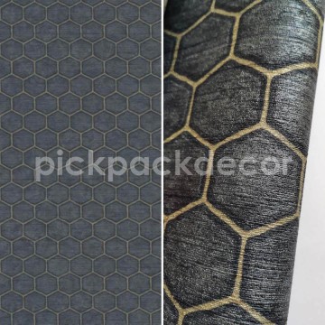 Strukturált felületű tapéta hatszögekkel, szürkéskék sárga (70 cm széles) 45125 (Chromatic)