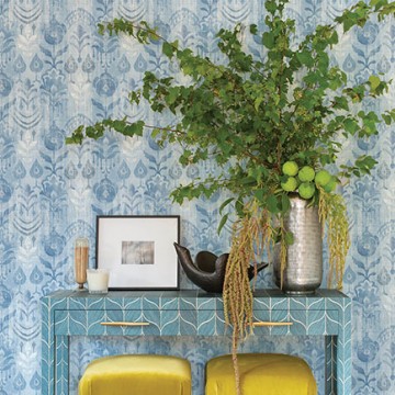 Könnyed elegáns tapéta növényekkel kék FD27013 (Terrace)