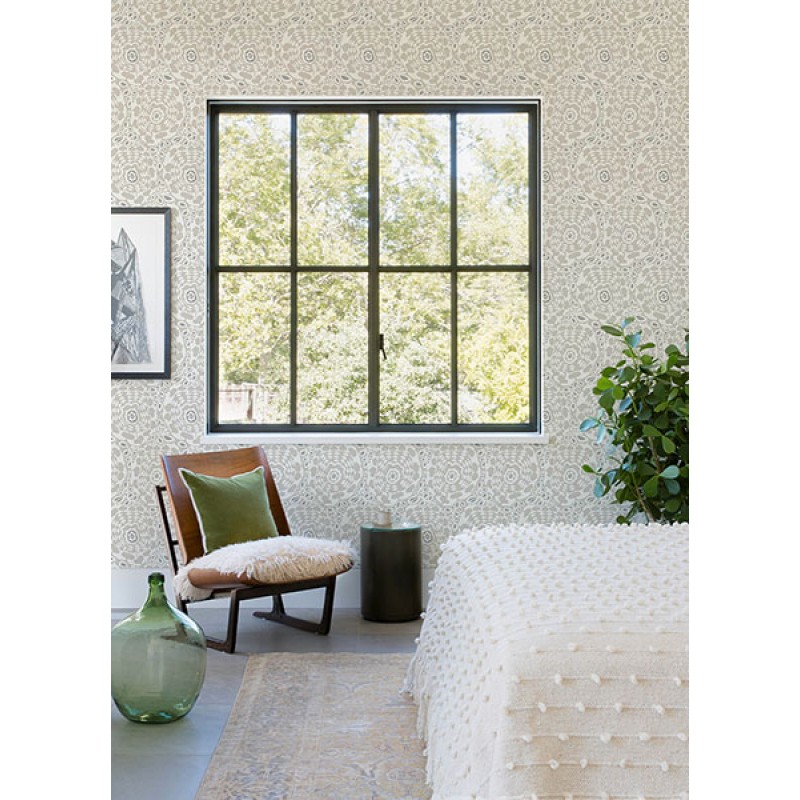 Bohém tapéta bézs levelekkel FD27038 (Terrace)