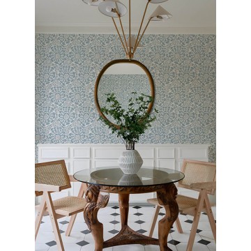 Bohém tapéta világoskék levelekkel FD27039 (Terrace)