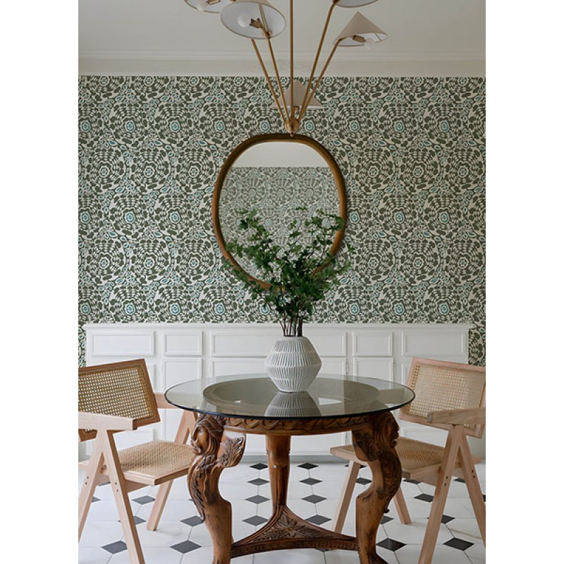 Bohém tapéta sötétzöld levelekkel FD27040 (Terrace)