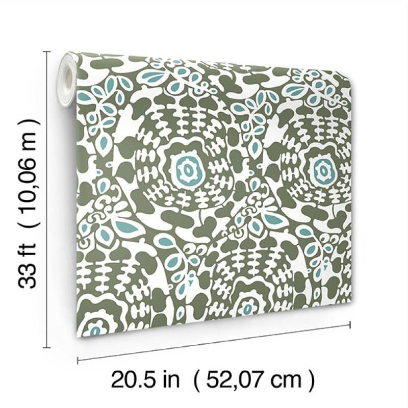 Bohém tapéta sötétzöld levelekkel FD27040 (Terrace)