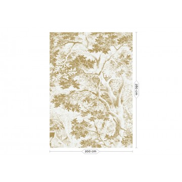 Fehér alapon aranyszínű növénymintás posztertapéta metál effekt, 3 méretben (300X280 cm) (Engraved Landscapes) MW-164
