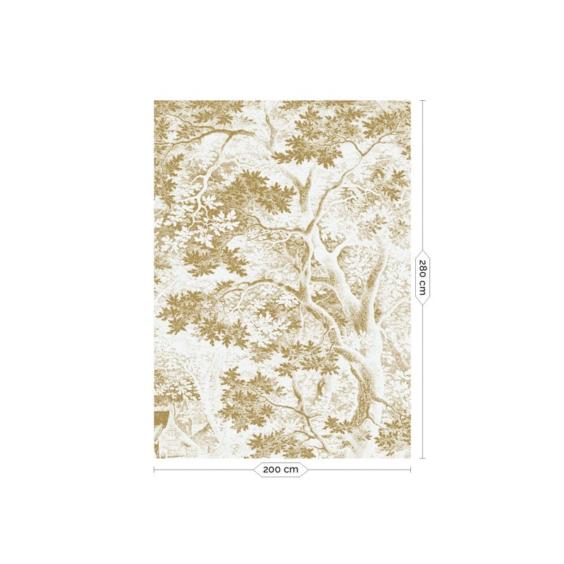 Fehér alapon aranyszínű növénymintás posztertapéta metál effekt, 3 méretben (300X280 cm) (Engraved Landscapes) MW-164