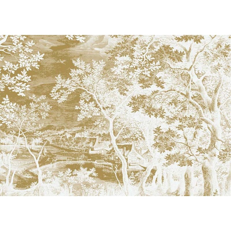 Fehér alapon aranyszínű növénymintás posztertapéta metál effekt, 3 méretben (300X280 cm) (Engraved Landscapes) MW-164