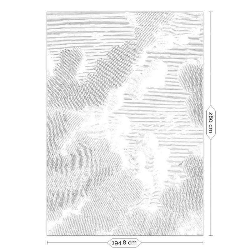 Felhők fekete fehér posztertapéta, 3 méretben (300X280 cm) (Engraved Clouds) WP-621