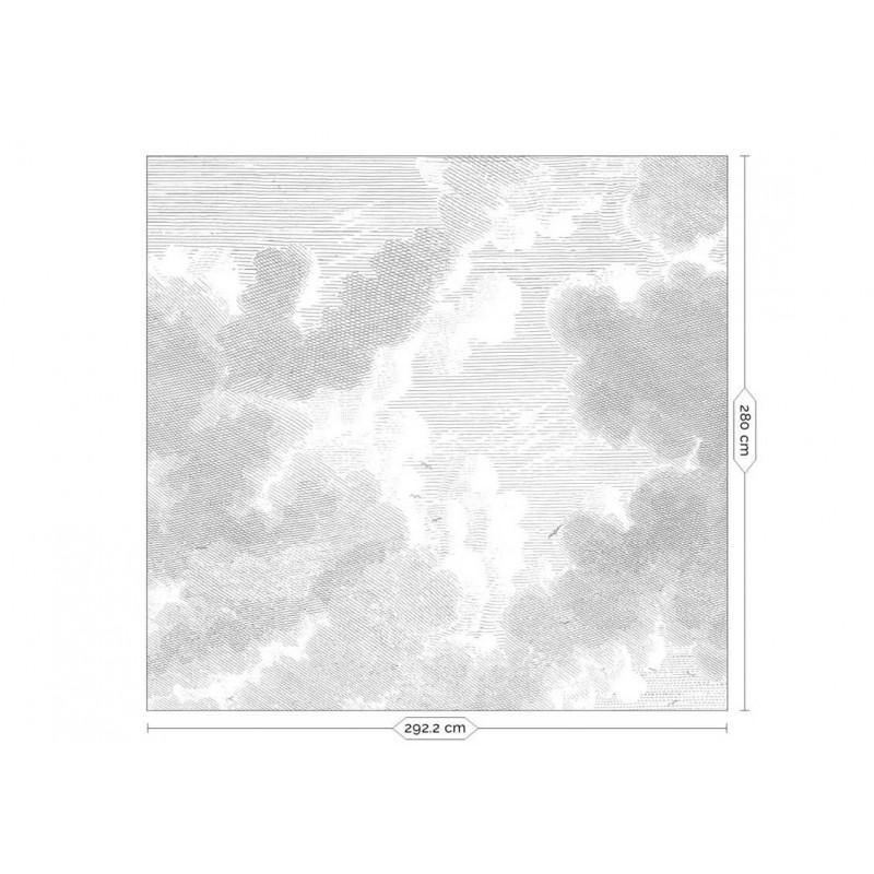 Felhők fekete fehér posztertapéta, 3 méretben (300X280 cm) (Engraved Clouds) WP-621