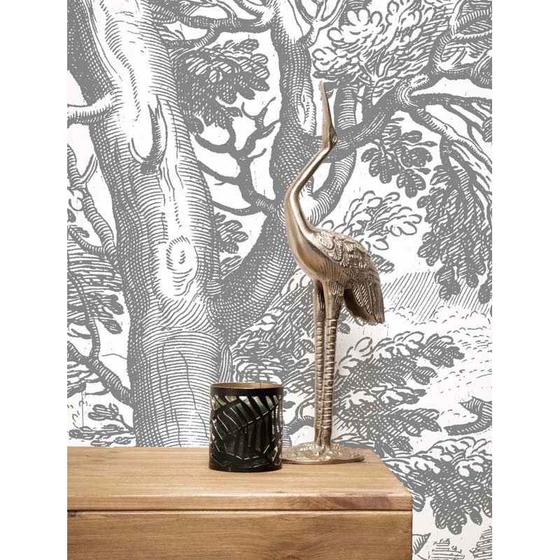 Fekete fehér fa növény mintás posztertapéta, 3 méretben (300X280 cm) (Engraved Landscapes) WP-779