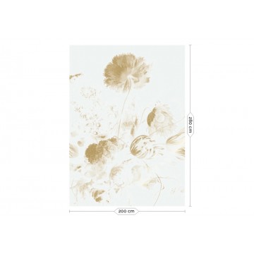 Fehér arany nagy virágos elegáns posztertapéta, 3 méretben (300X280 cm) (Golden Age Flowers) MW-049