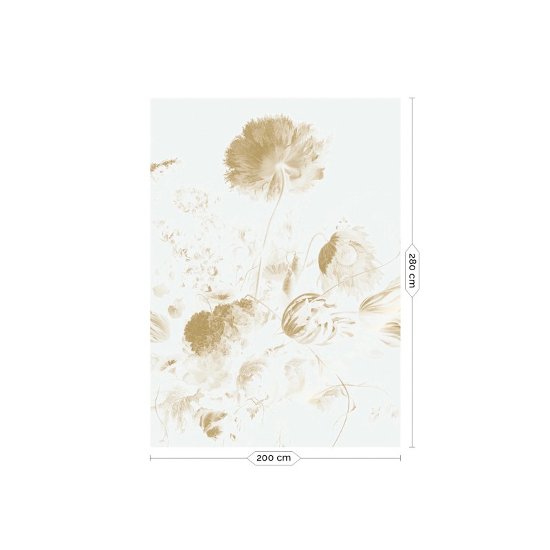 Fehér arany nagy virágos elegáns posztertapéta, 3 méretben (300X280 cm) (Golden Age Flowers) MW-049