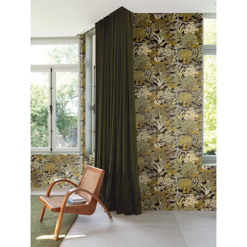 Egzotikus design tapéta bohém növényekkel sárga-zöld (70 cm széles) ZON505 (Amazone)