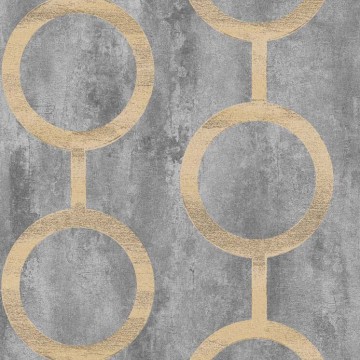 Kör mintával díszített design tapéta, szürke és sárga PRI202 (Prisma)