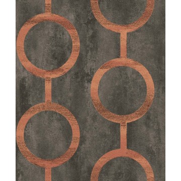 Kör mintával díszített design tapéta, sötétszürke és réz PRI203 (Prisma)